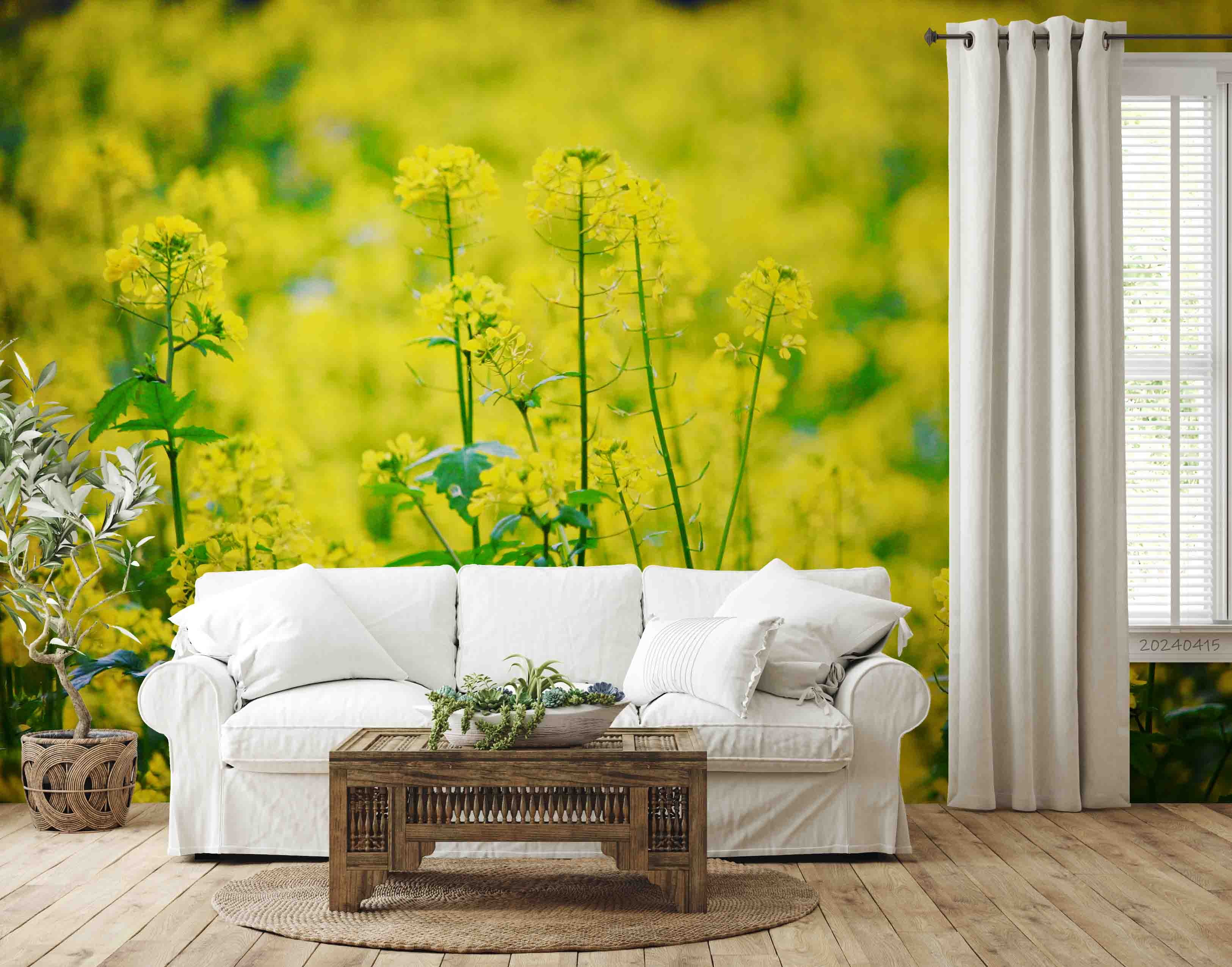 3D Yellow Rapeseed Field Flower Wallpaper Wall Mural Wall Decor Wall Art Wall Sticker Remoable Wallpaper