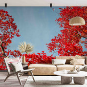 3D Red Maple Leaves Autumn Landscape Wall Mural Wallpaper JN 384