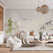 3D Grey Sky Bird Sun Bamboo Wallpaper Wall Mural Wall Decor Wall Art Wall Sticker Remoable Wallpaper