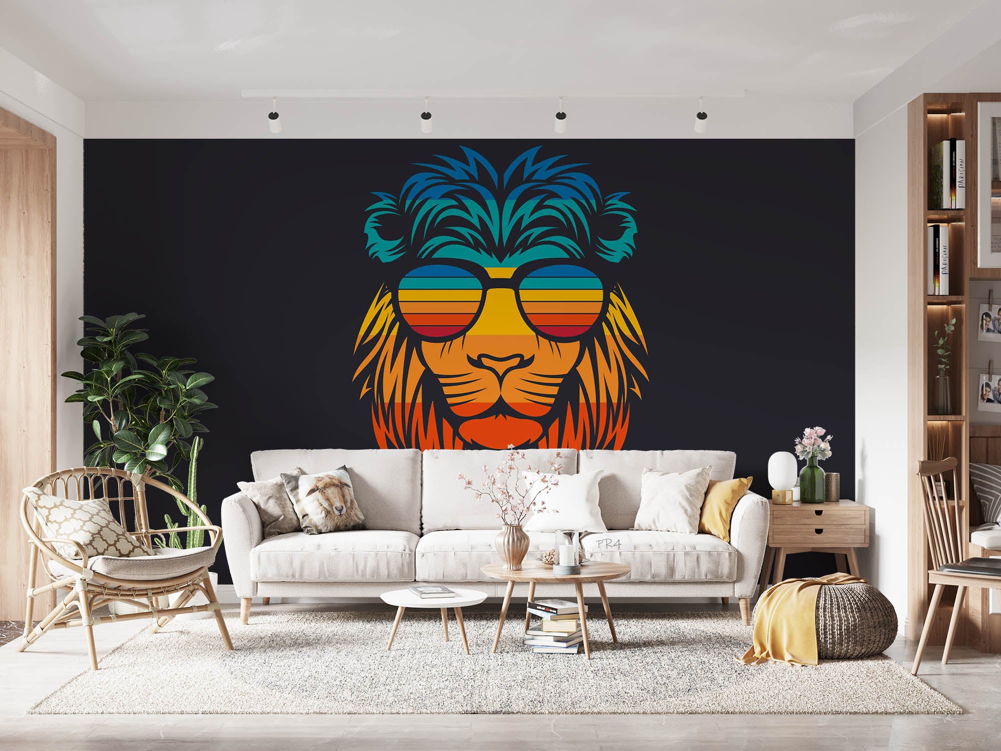 3D Lion Head Vintage Glasses Wall Mural Wallpaper GD 3978- Jess Art Decoration