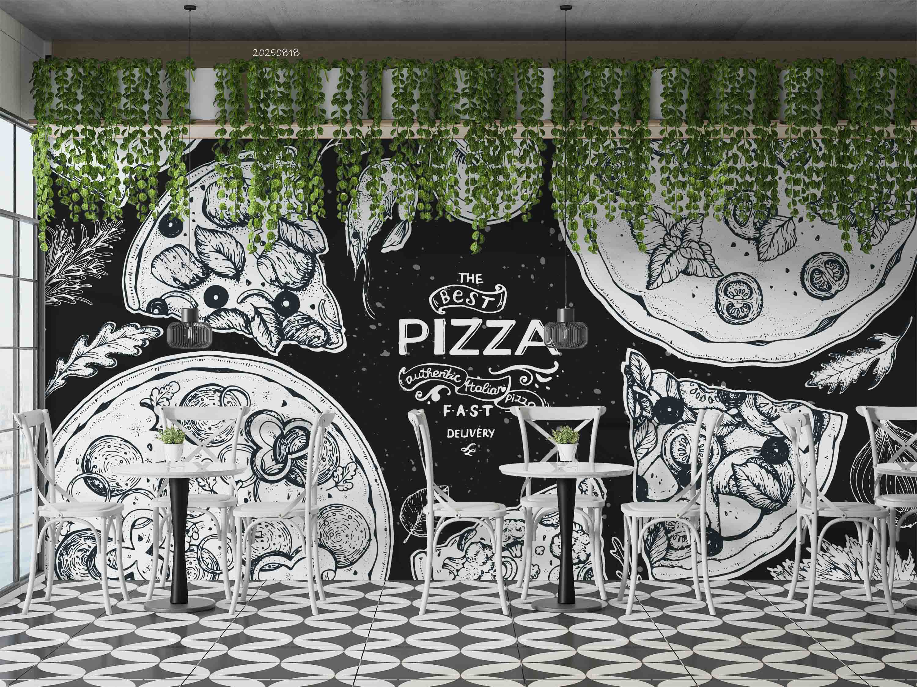 3D Restaurant Snack Bar Diner Fast Food Pizza Wall Mural Wallpaper 44