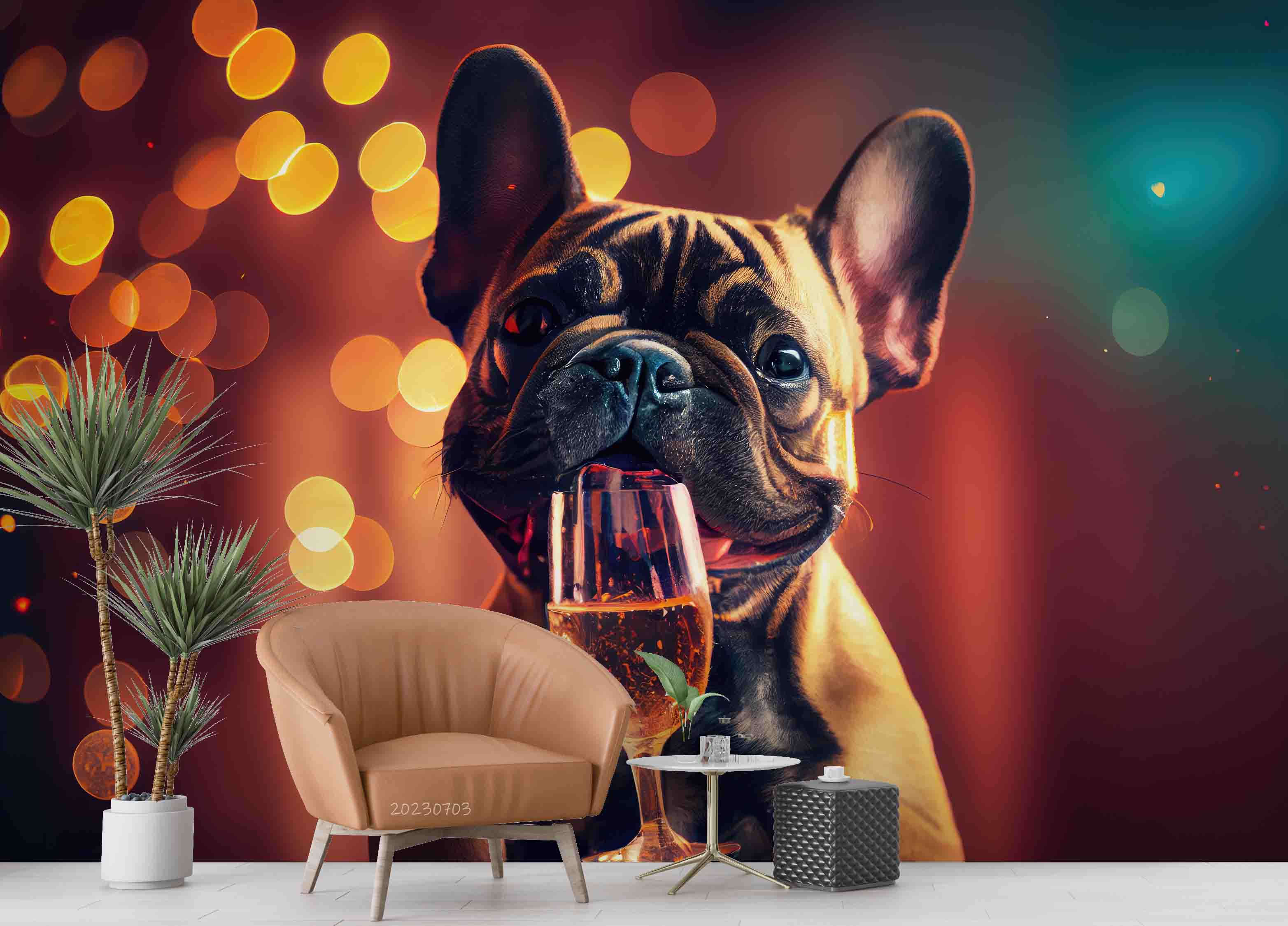 3D Animal Dog Night Gray Wall Mural Wallpaper YXL 1847