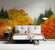 3D Watercolor Fall Forest Landscape Wallpaper Wall Mural Wall Decor Wall Art Wall Sticker Remoable Wallpaper LQH 21