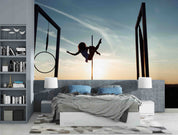 3D Horizontal Bar Person Sunlight Sky Wall Mural Wallpaper YXL 129