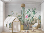 3D Watercolor Cactus Floral Butterfly Wall Mural Wallpaper GD 4962- Jess Art Decoration