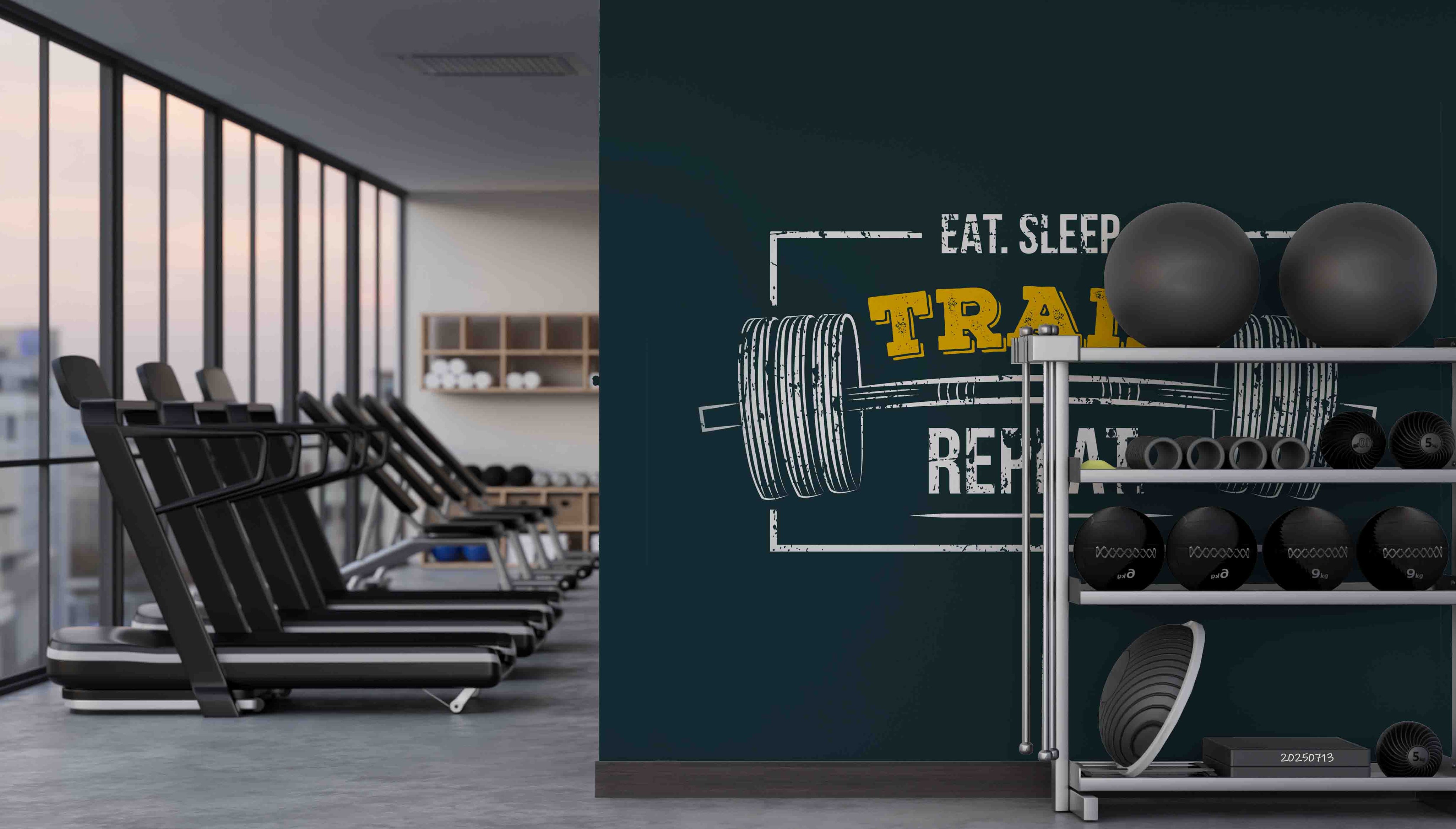 3D Gym Fitness Gymnasium Dumbbell Wall Mural Wallpaper 50