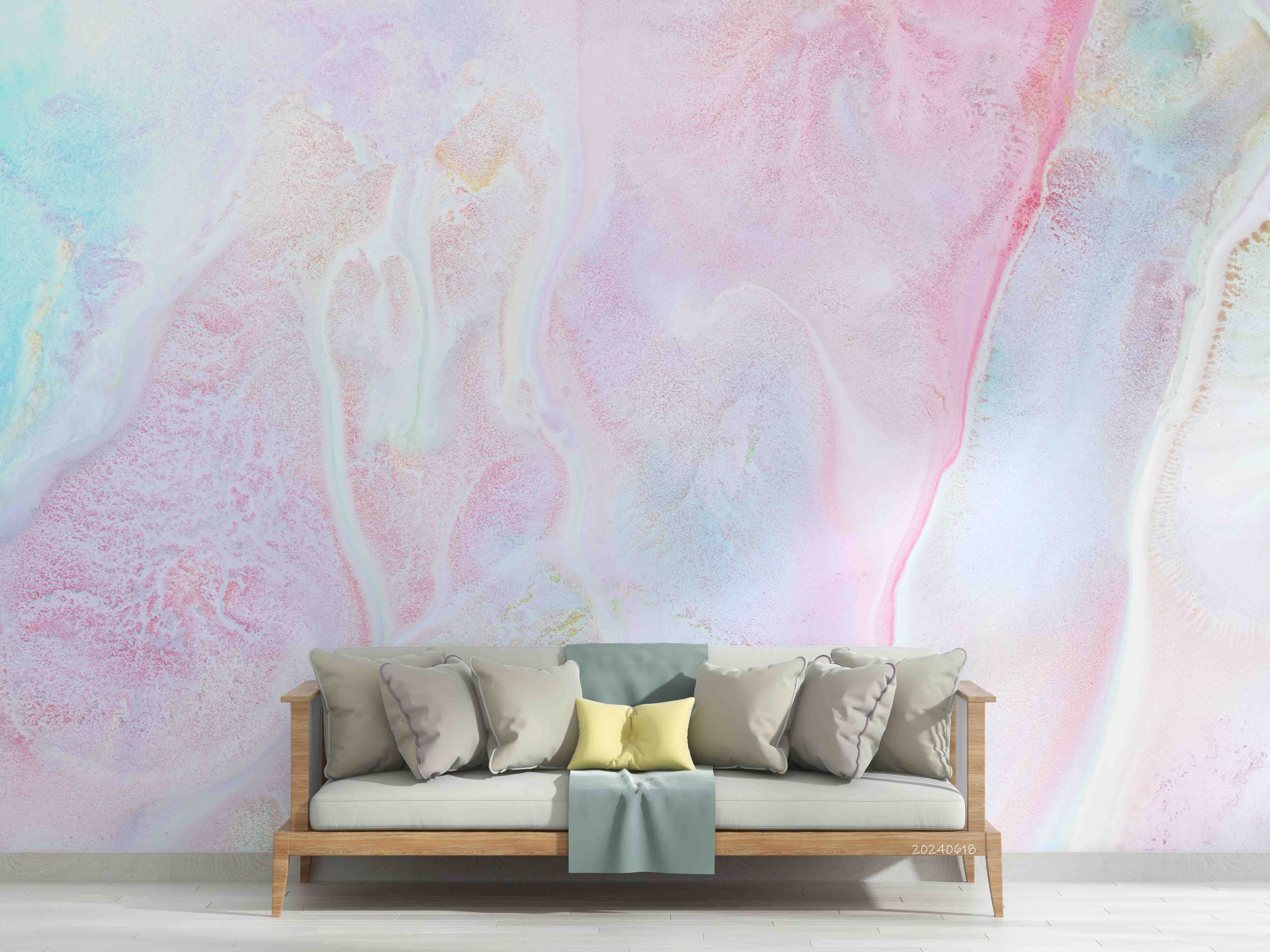 3D Abstract Damaskeen Float Wave Wall Mural Wallpaper YXL 607