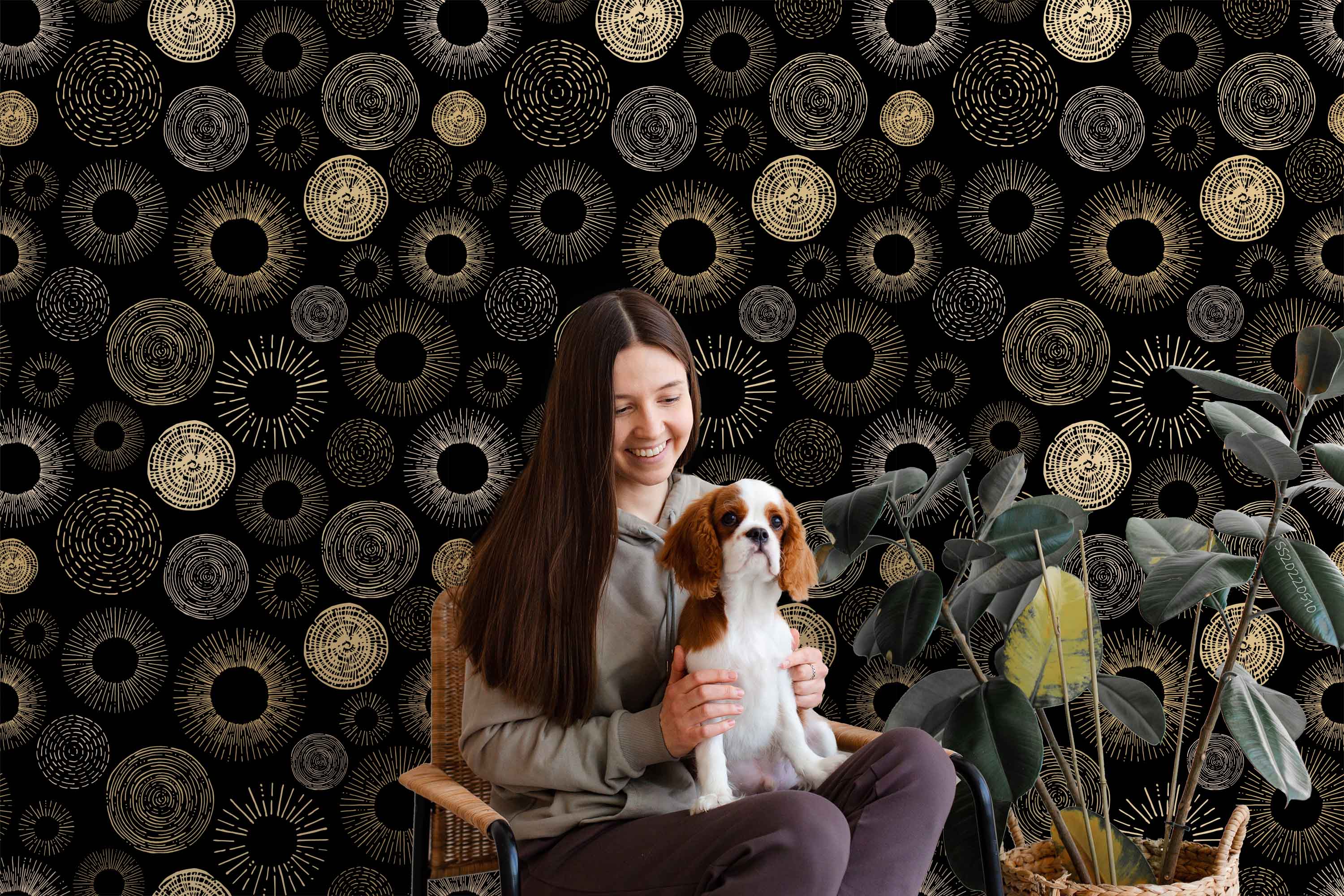 3D Gold Black Hand Drawn Abstract Background Pattern Wall Mural Wallpaper GD 4087- Jess Art Decoration