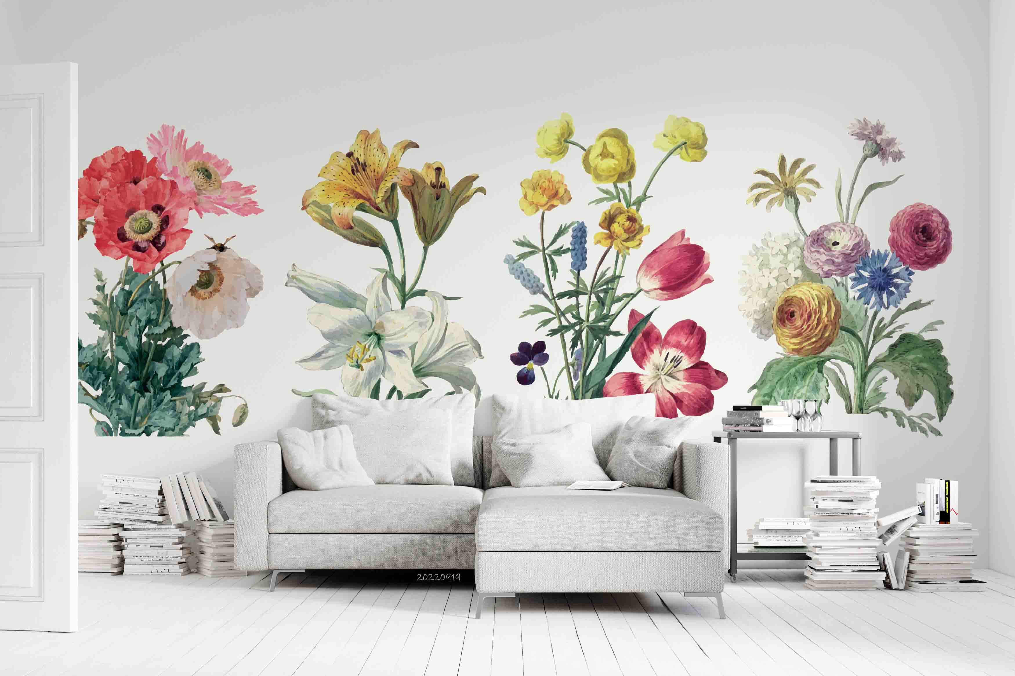 3D Vintage Floral Plant Wall Mural Wallpaper GD 3420- Jess Art Decoration