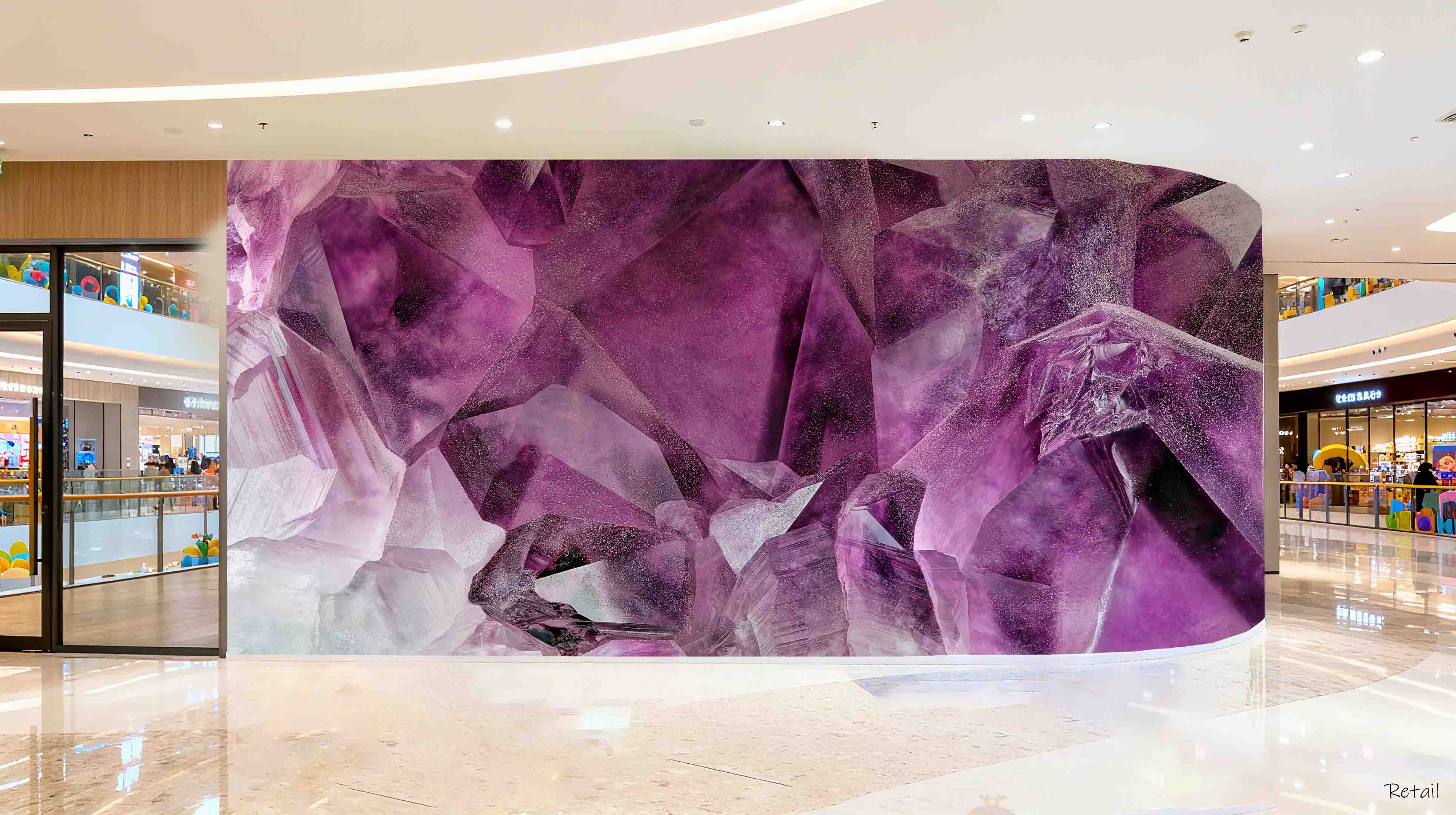 3D Retail Shop Store Market Trade Pink Crystal Wall Mural Wallpaper 24
