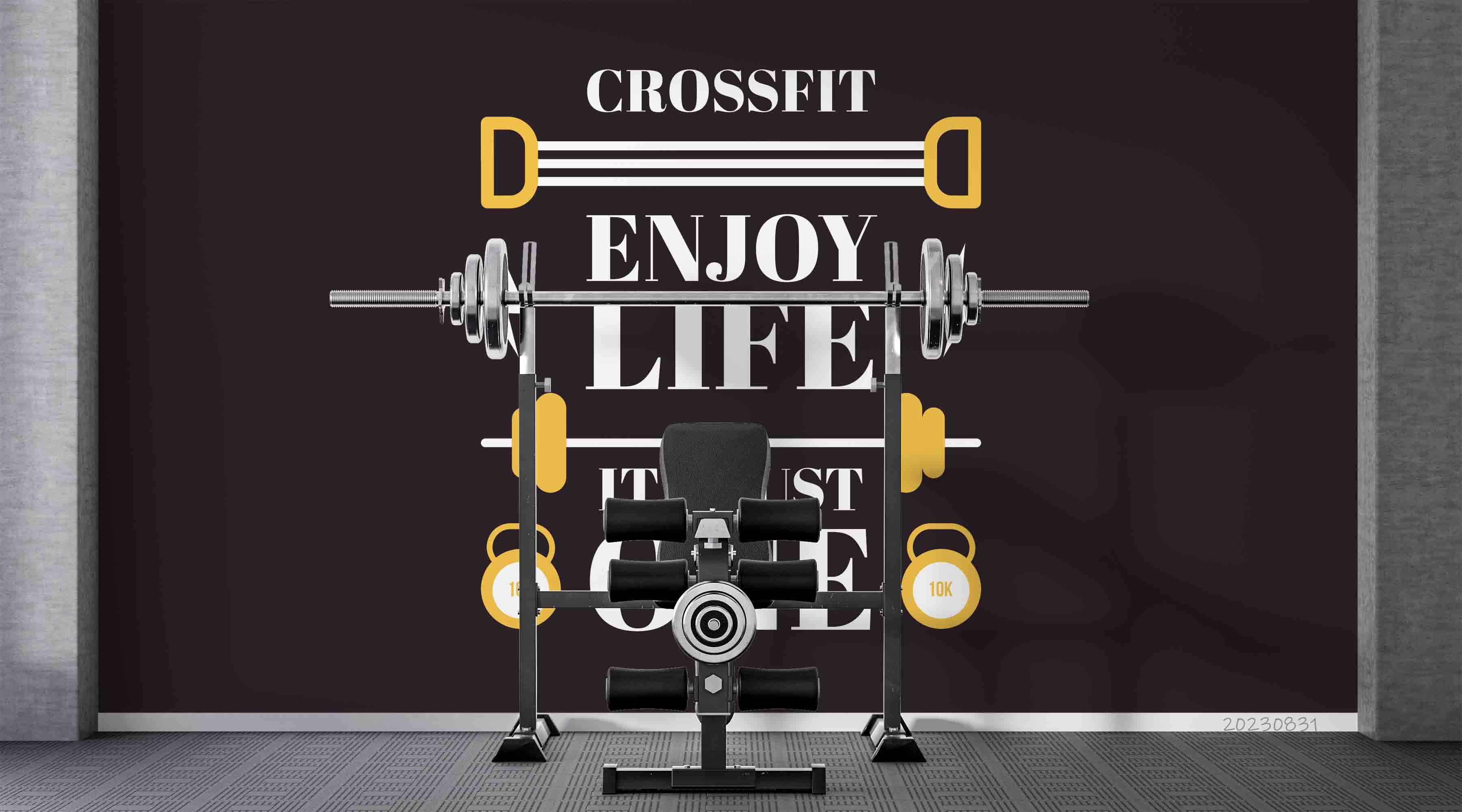 3D Letter Weightlifting Dumbbell Wall Mural Wallpaper YXL 2363