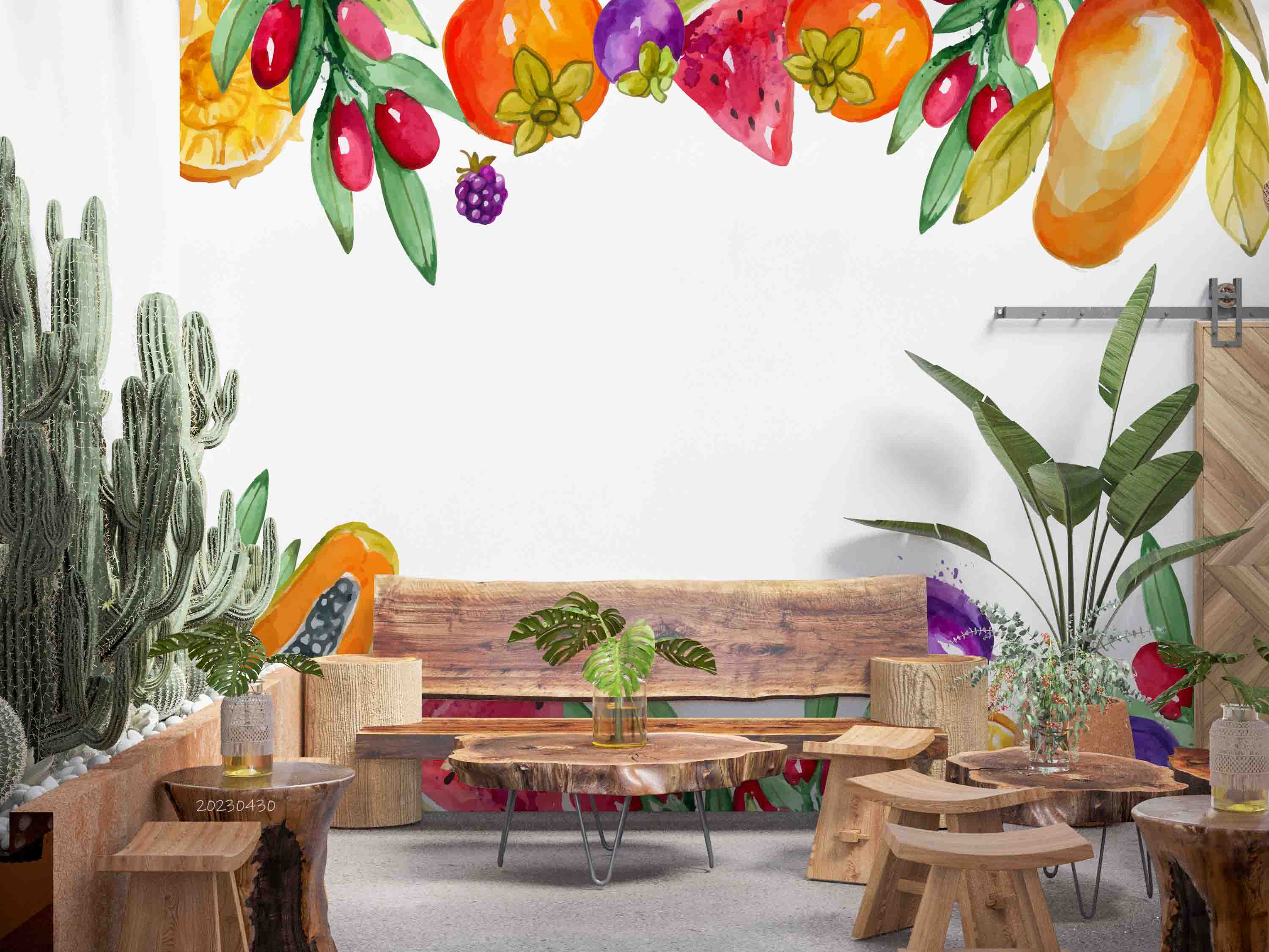 3D Colorful Fruit Illustration Watercolor Wall Mural Wallpaper GD 5283- Jess Art Decoration