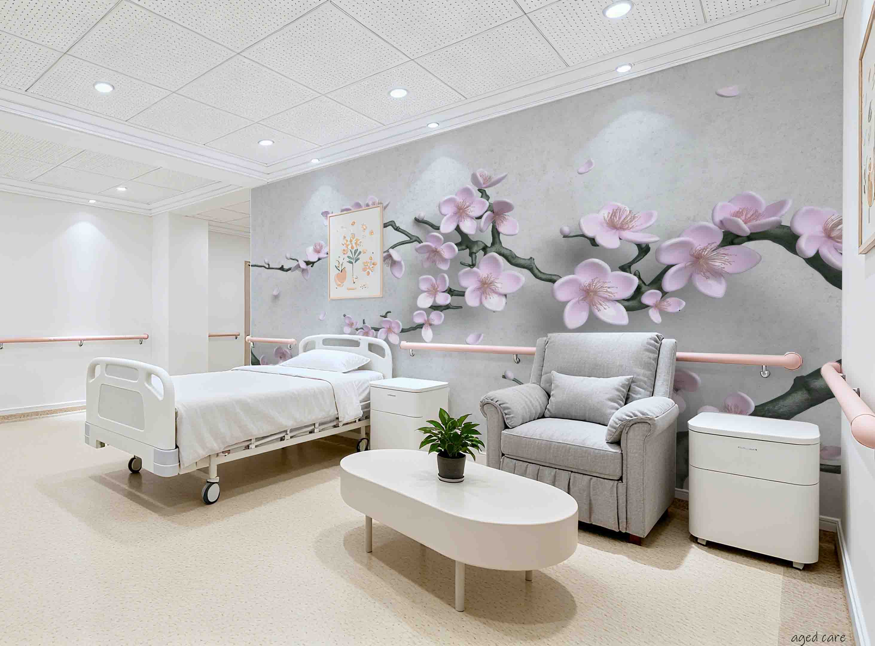 3D Aged Care Retirement Home Gerocomium Rest Home Floral Tree Wall Mural Wallpaper 33