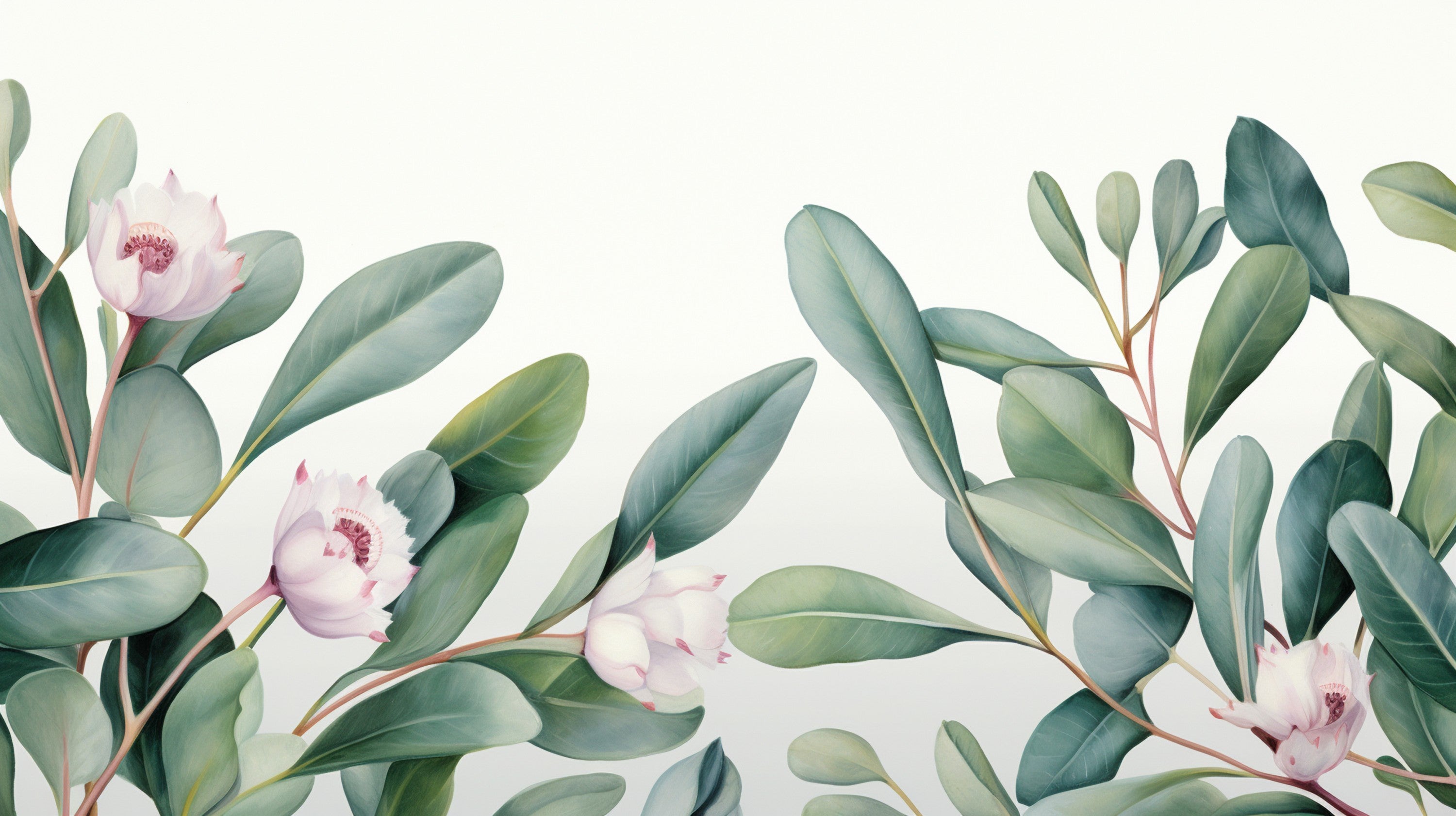 3D Green Plants Leaves White Floral Wallpaper Wall Mural Wall Decor Wall Art Wall Sticker Remoable Wallpaper1
