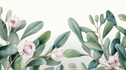 3D Green Plants Leaves White Floral Wallpaper Wall Mural Wall Decor Wall Art Wall Sticker Remoable Wallpaper1