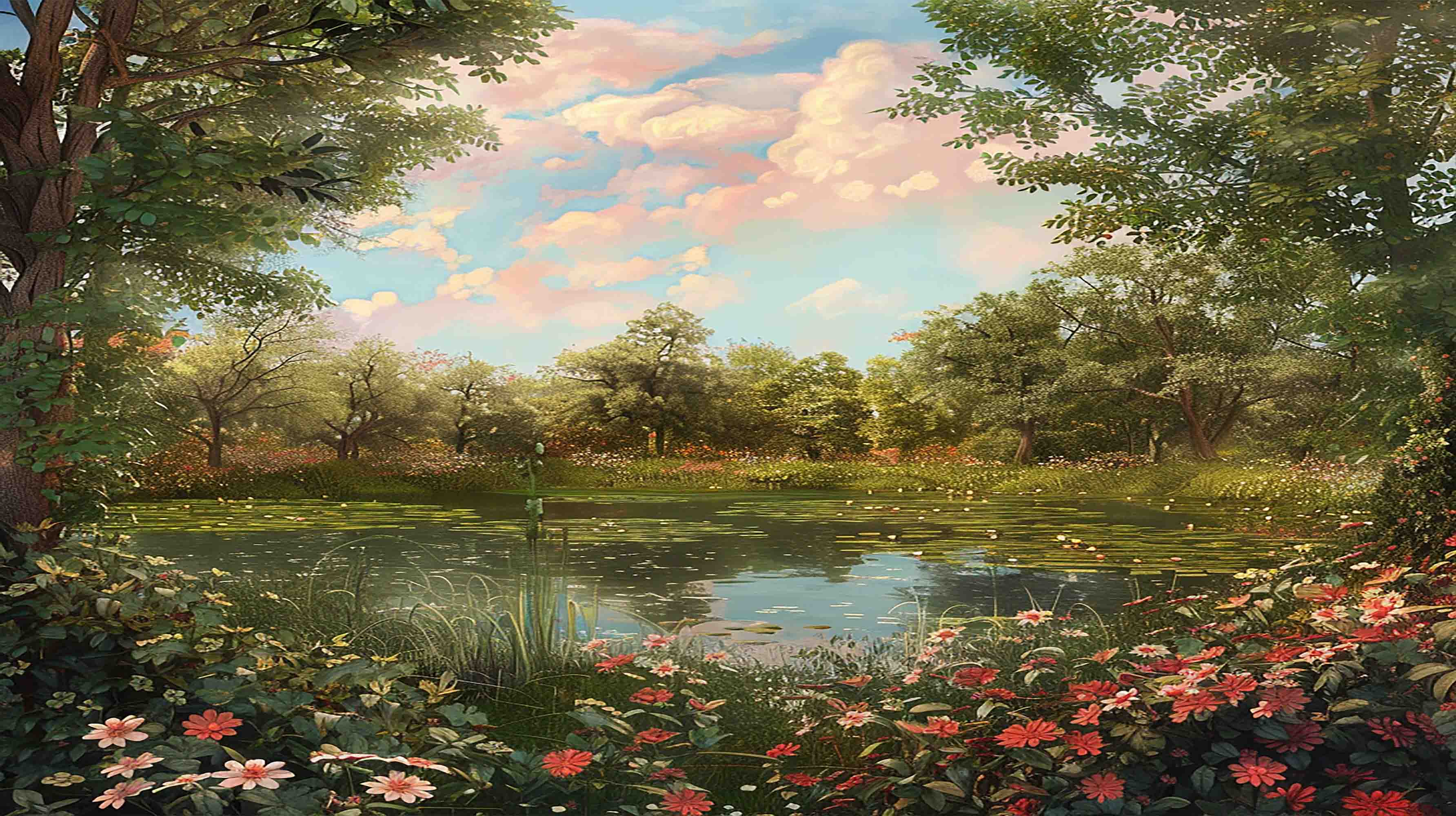 3D Sky Forest Park Lake Landscape Wallpaper Wall Mural Wall Decor Wall Art Wall Sticker Remoable Wallpaper LQH 51