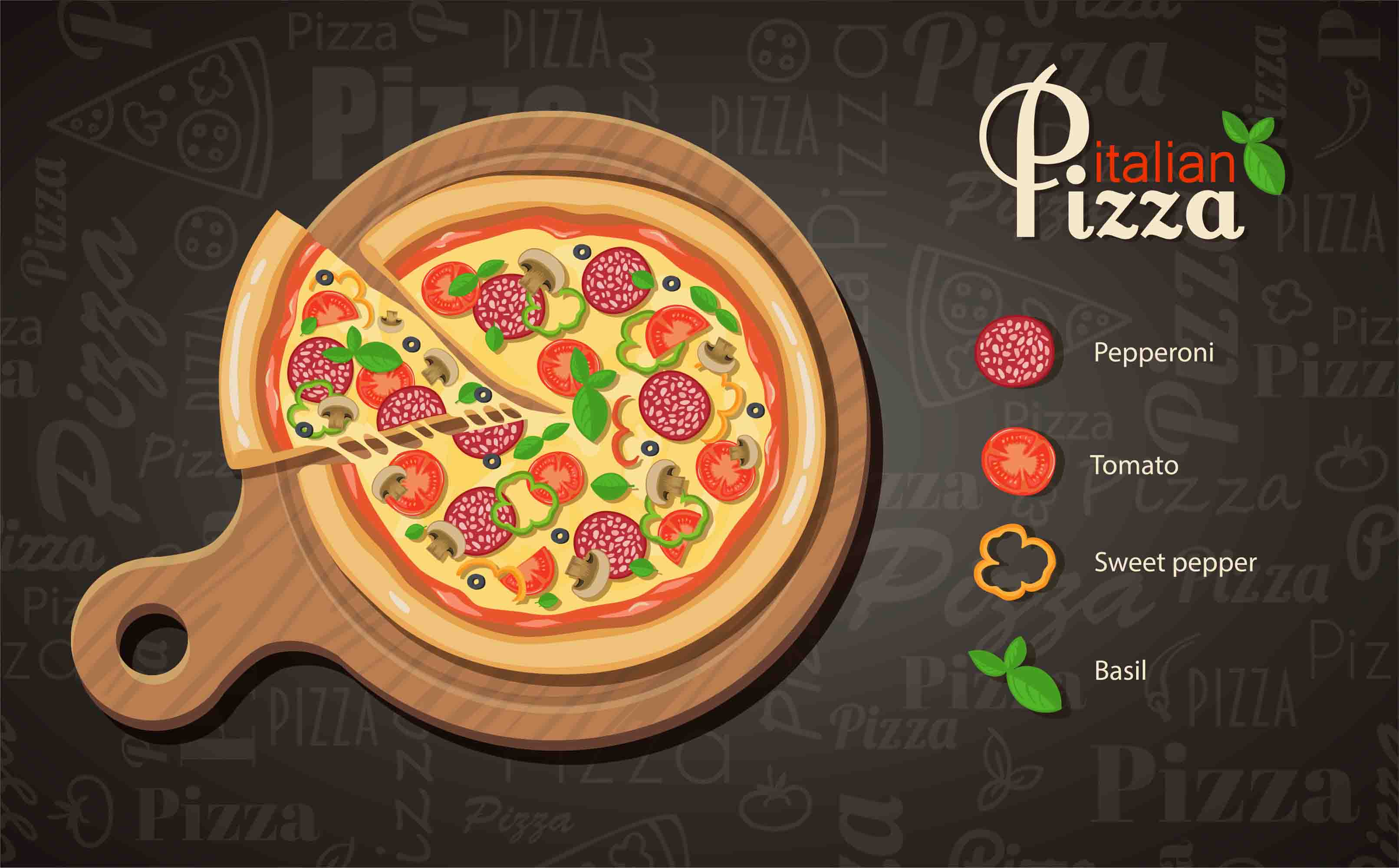 3D Restaurant Snack Bar Diner Fast Food Pizza Wall Mural Wallpaper 60