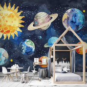 3D Watercolour The Earth Star Sun Wall Mural Wallpaper YXL 235