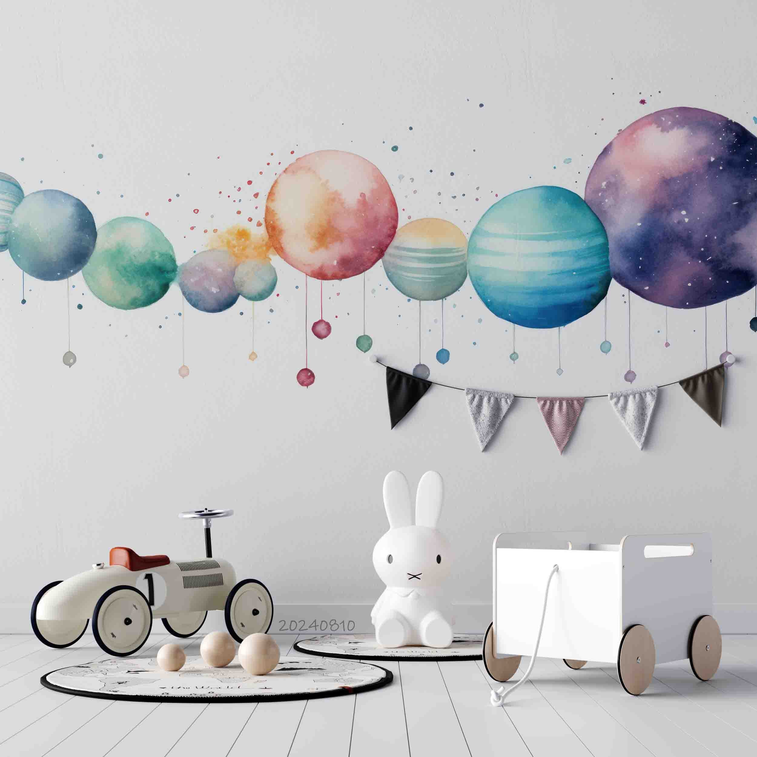 3D Watercolour The Earth Damaskeen Wall Mural Wallpaper YXL 214