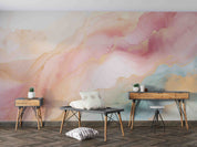 3D Abstract Damaskeen Pink Wave Wall Mural Wallpaper YXL 575