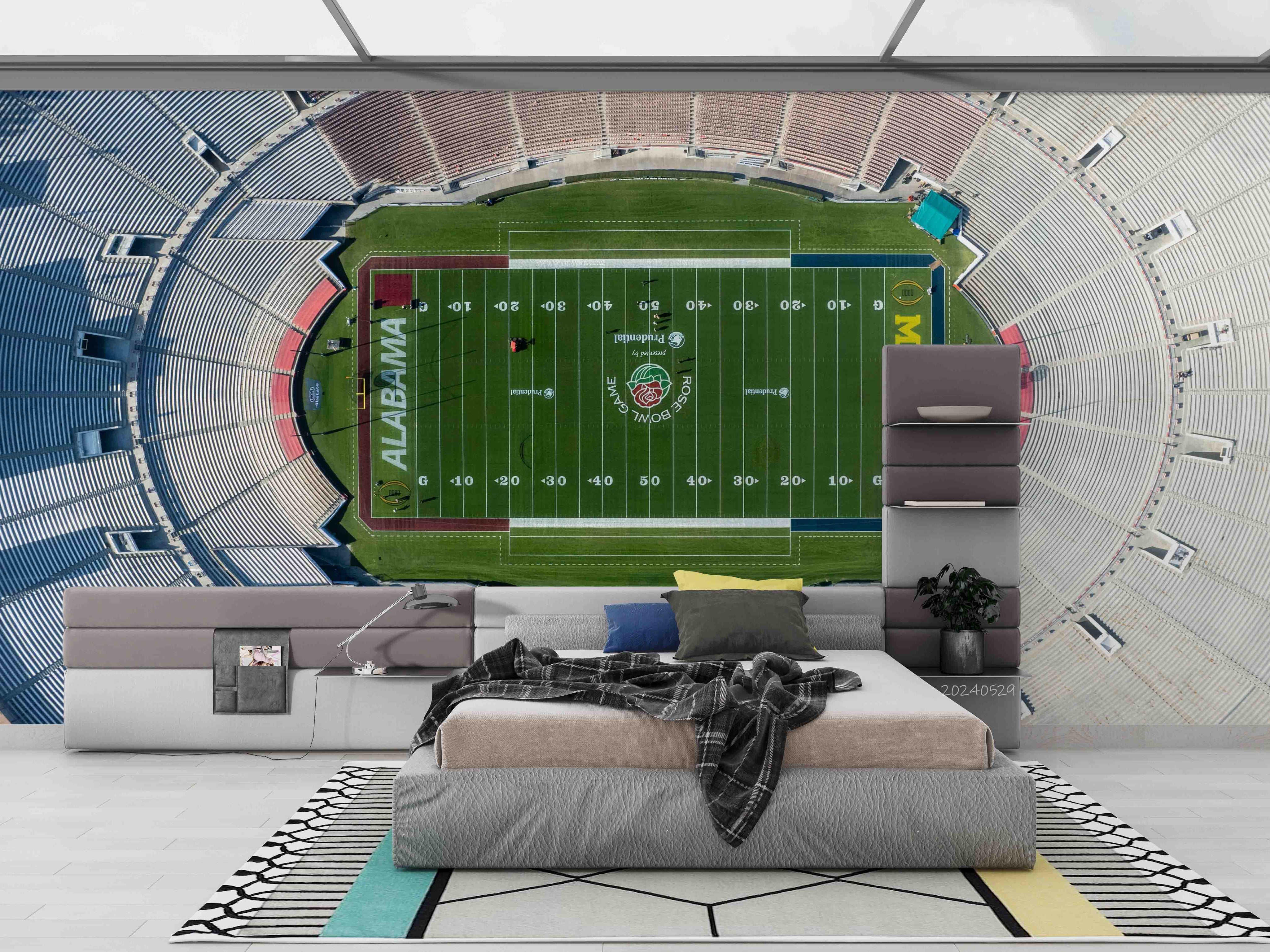 3D Architecture Stadium Logo Ietter Wall Mural Wallpaper YXL 208