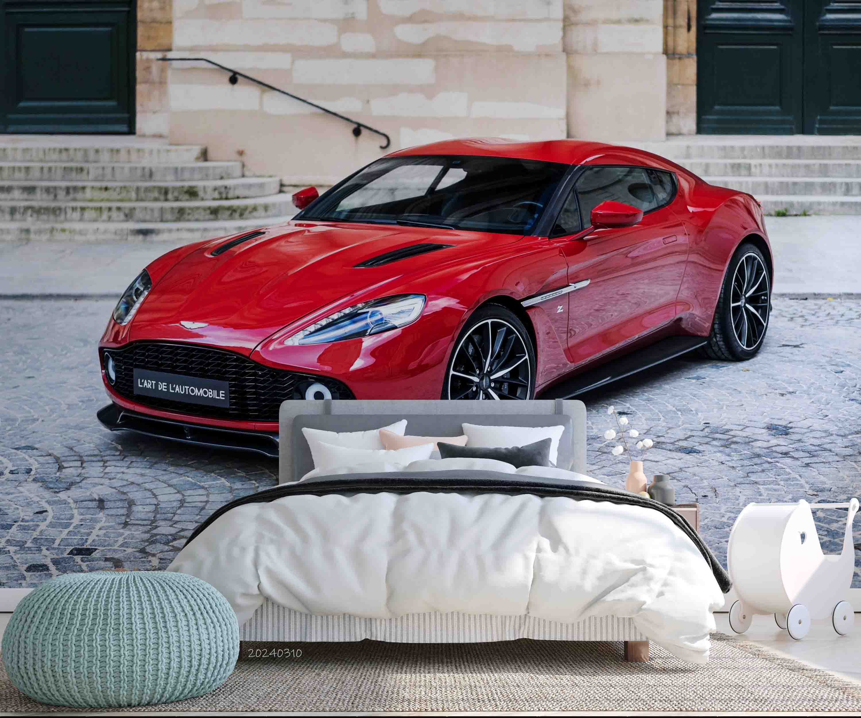 3D Red Sports Car Pattern Wallpaper Wall Mural Wall Decor Wall Art Wall Sticker Remoable Wallpaper