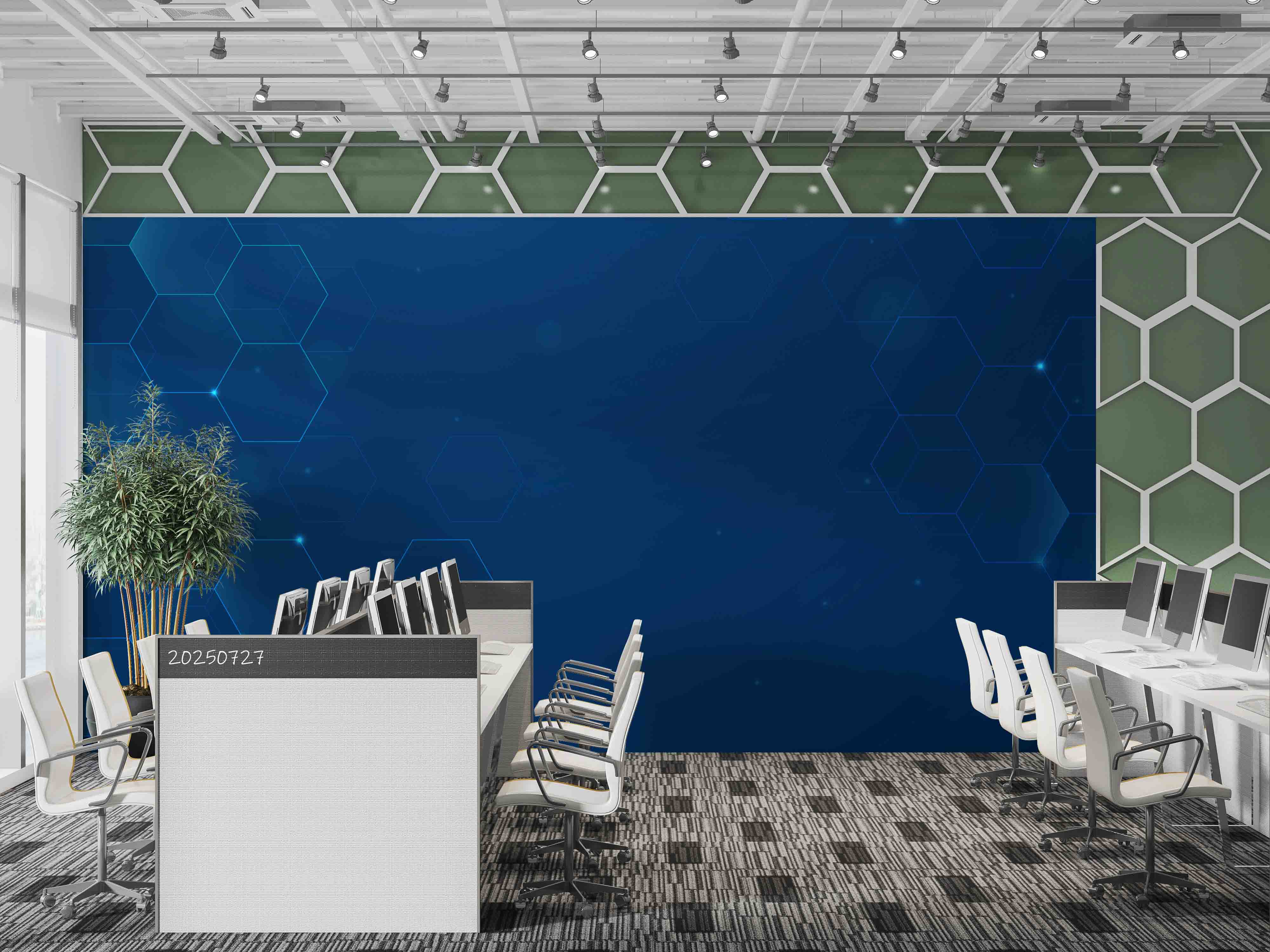 3D Office Business Technology Particle Mesh Wall Mural Wallpaper 5