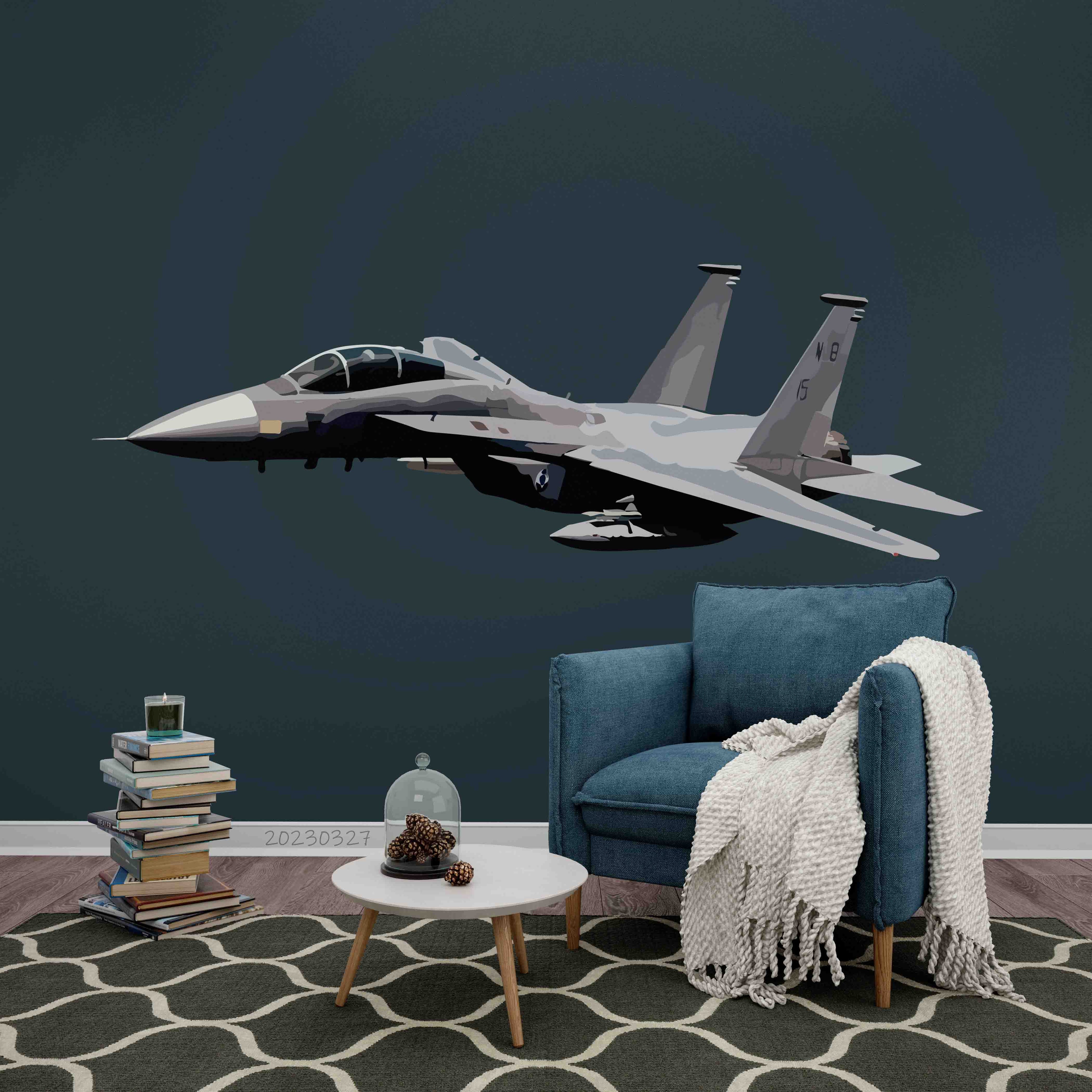 3D Military Fighter F16 Art Illustration Wall Mural Wallpaper GD 5376- Jess Art Decoration