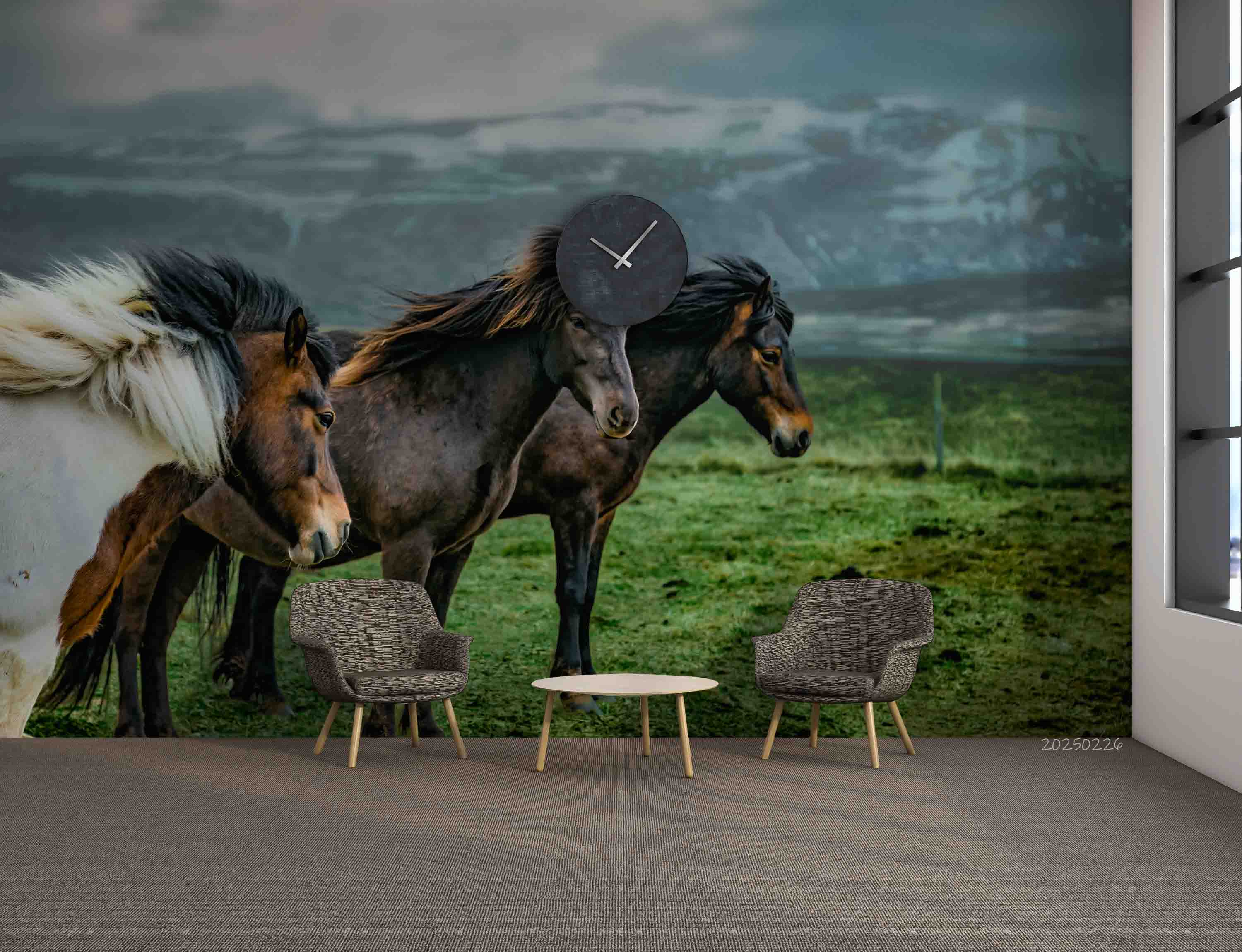 3D Sky Mountains Green Grass Horse Nature Scenery Wallpaper Wall Mural Wall Decor Wall Art Wall Sticker Remoable Wallpaper LQH