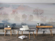 3D Watercolor Grey Mountains Lake Wallpaper Wall Mural Wall Decor Wall Art Wall Sticker Remoable Wallpaper LQH 41