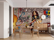 3D Abstract Art Graffiti Rock Women Singer Wall Mural Wallpaper GD 3926- Jess Art Decoration