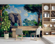 3D Tree Stone Floral Elephant Wall Mural Wallpaper YXL 720