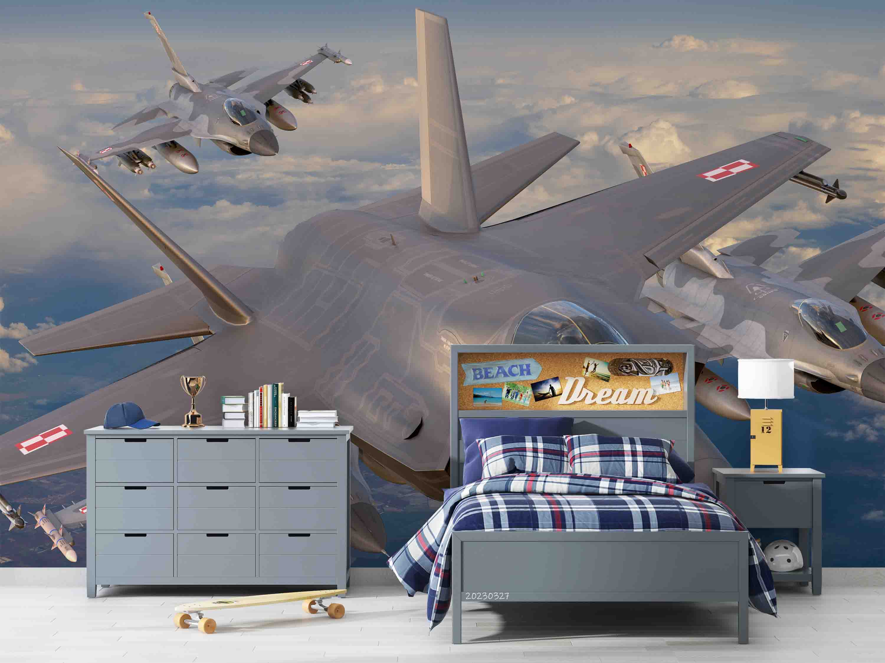 3D Lockheed Martin F-35 F-16 Wall Mural Wallpaper GD 5422- Jess Art Decoration