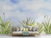 3D Watercolor Blue Sky Cloud Green Plant Wallpaper Wall Mural Wall Decor Wall Art Wall Sticker Remoable Wallpaper LQH
