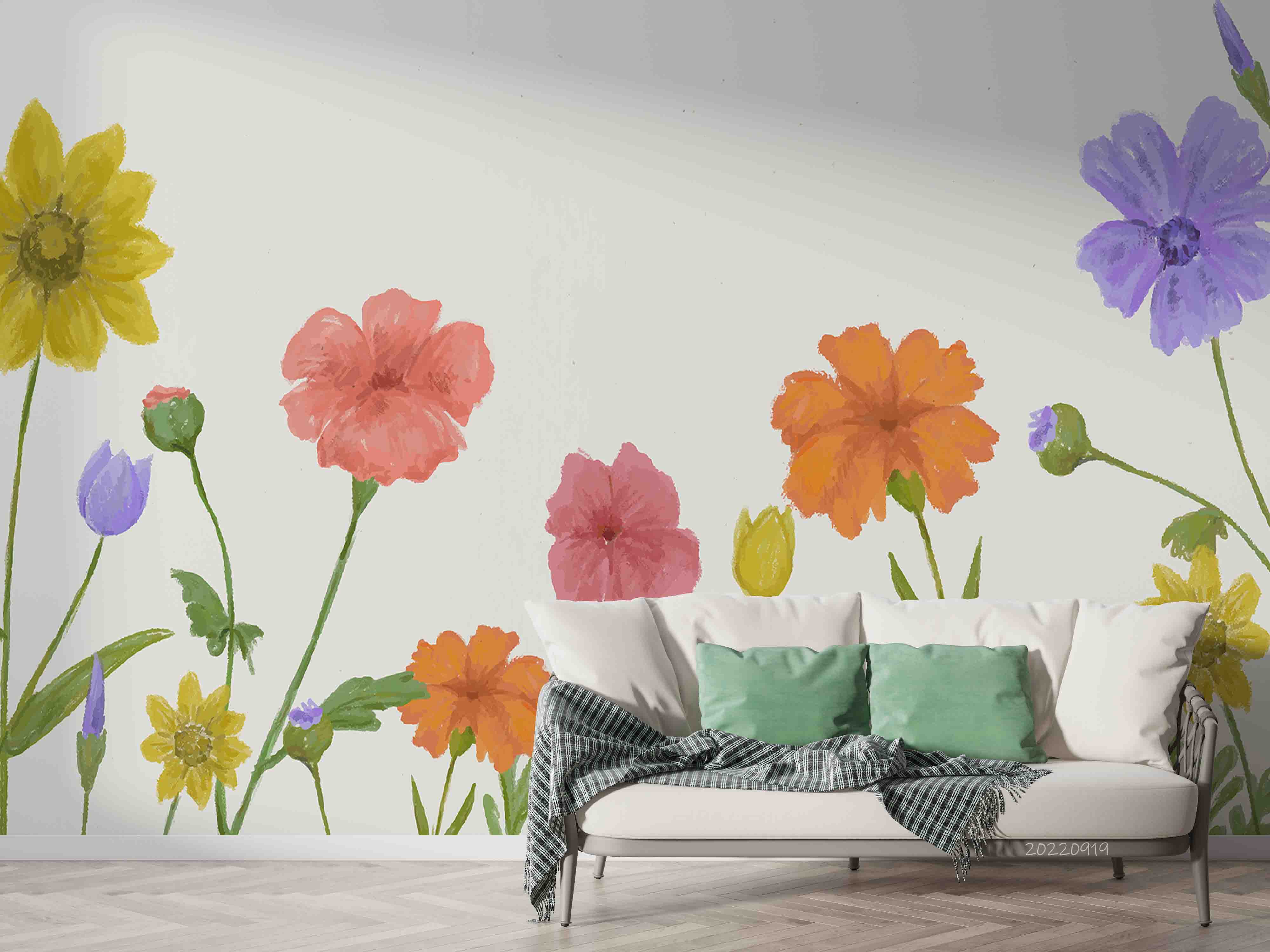 3D Colorful Floral Background Wall Mural Wallpaper GD 3476- Jess Art Decoration