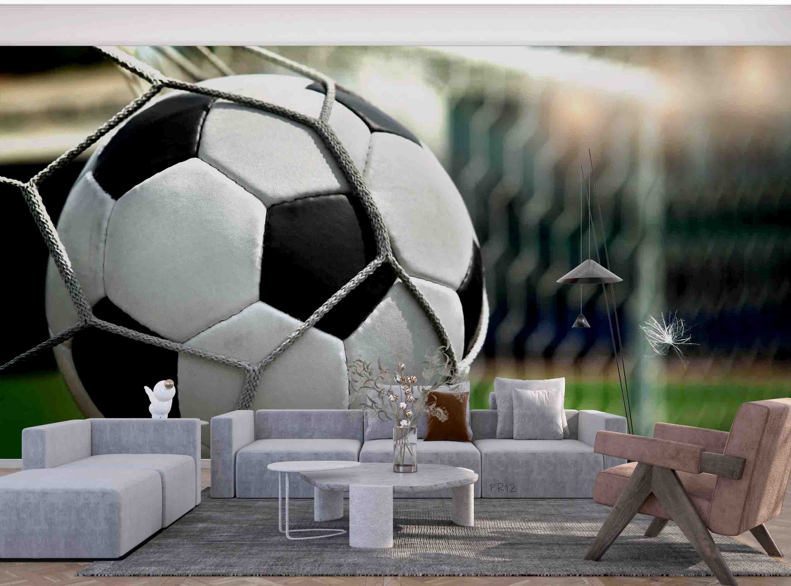 Soccer Goal Net Football Stadium Wallpaper football stadium wall mural for sports room, club room or fan space - view 4