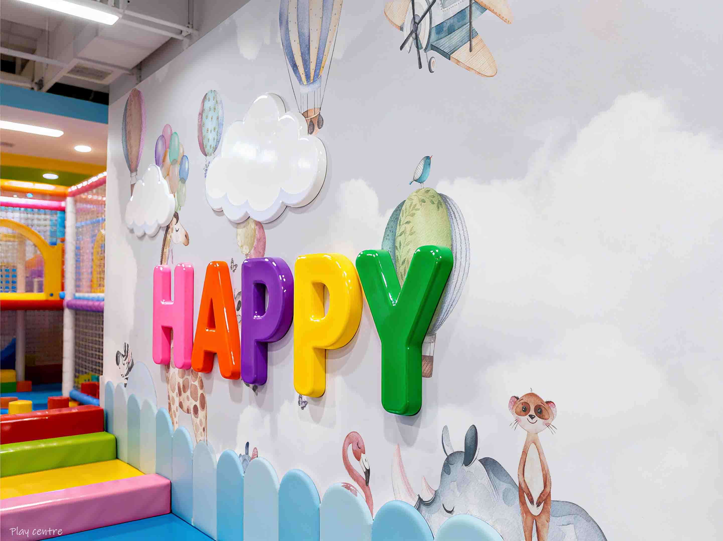 3D Play Centre Amusement Park Funfair Carnie Cartoon Animals Air Balloon Wall Mural Wallpaper 25