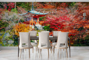 3D Building Lake Trees Autumn Landscape Wall Mural Wallpaper JN 374
