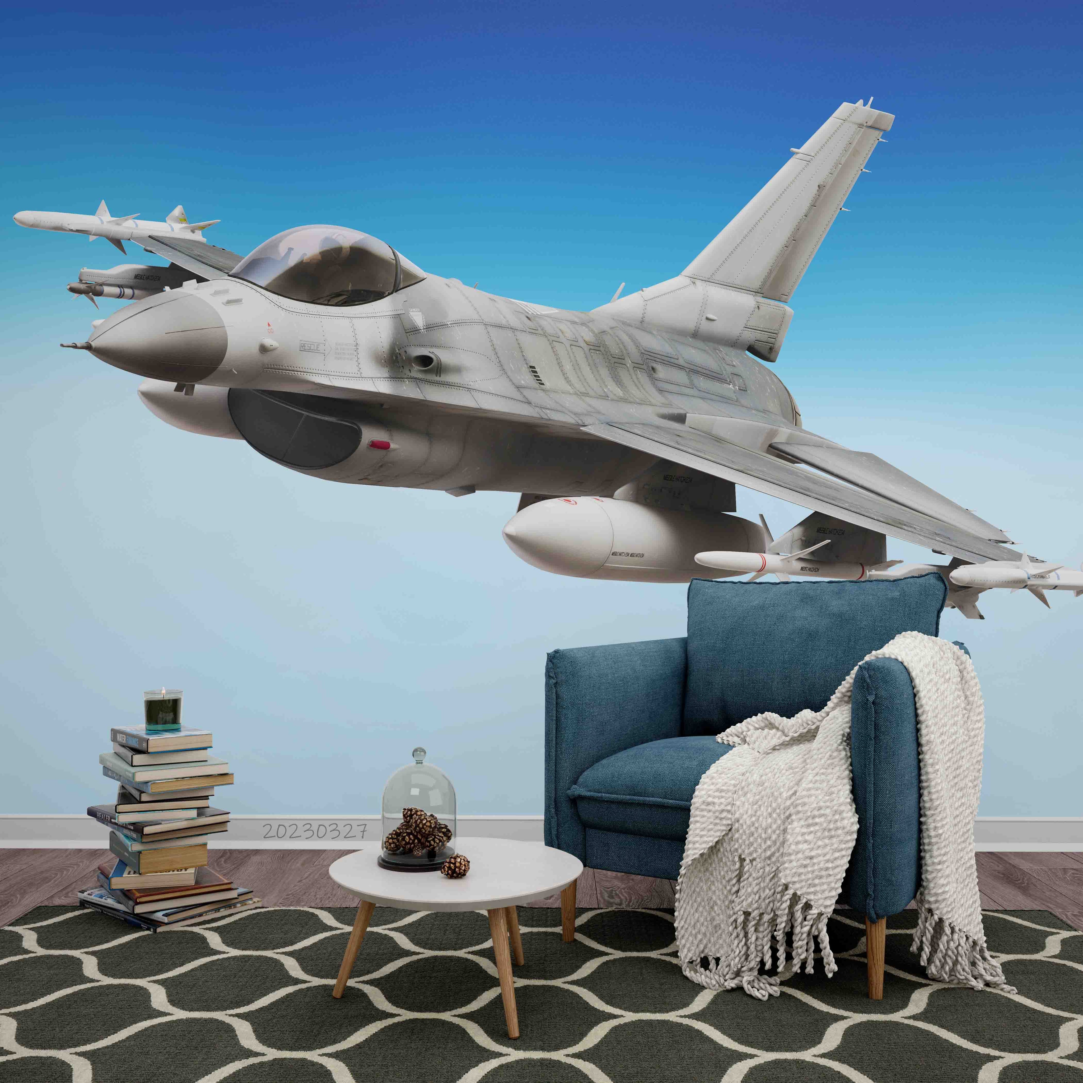 3D Military F16 Fighter Wall Mural Wallpaper GD 5469- Jess Art Decoration