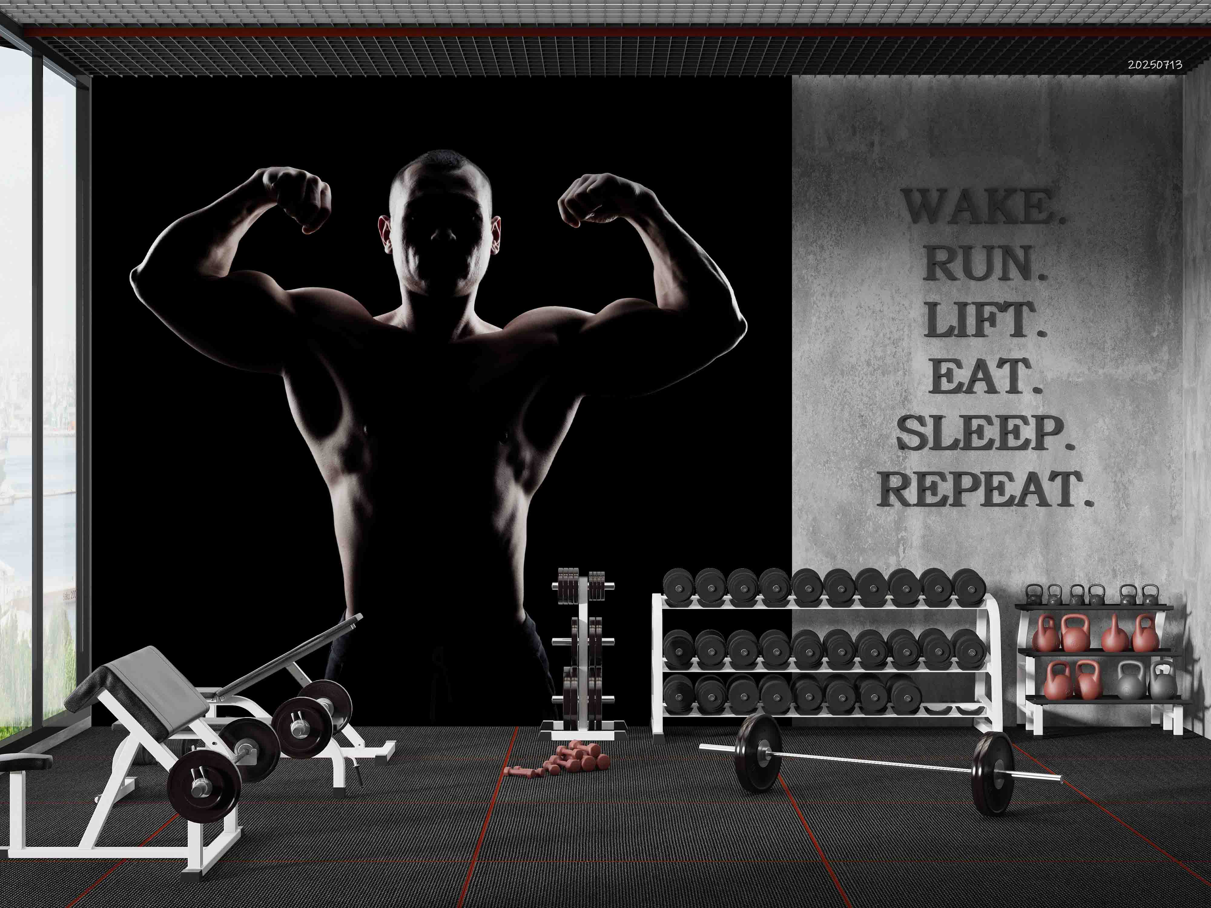 3D Gym Fitness Gymnasium Dumbbell Wall Mural Wallpaper 68