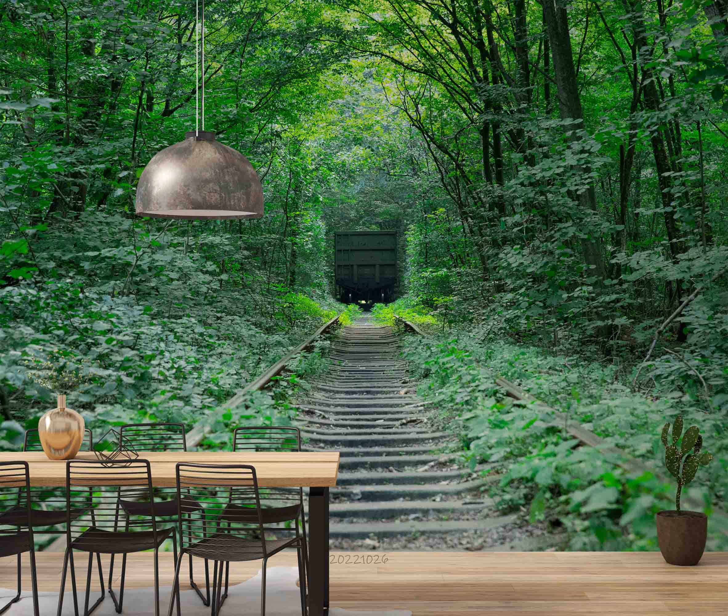 3D Jungle Tunnel Green Trees Railroad Wall Mural Wallpaper GD 3121- Jess Art Decoration