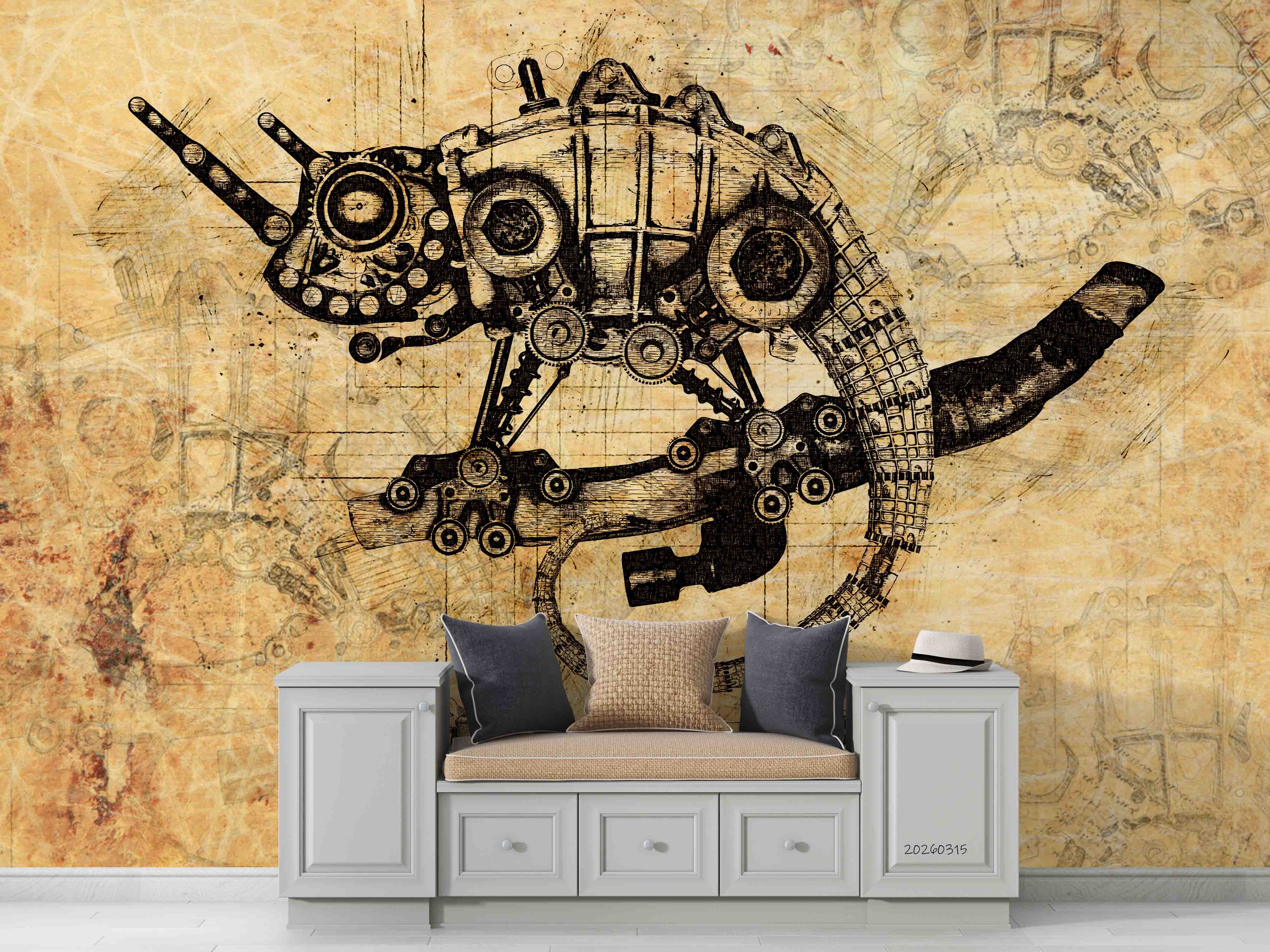 3D Retro Mechanical Chameleon Steampunk Wallpaper Wall Mural Wall Decor Wall Art Wall Sticker Remoable Wallpaper 20