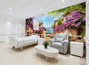 3D Aged Care Retirement Home Gerocomium Rest Home Streetscape Floral Sea Wall Mural Wallpaper 11