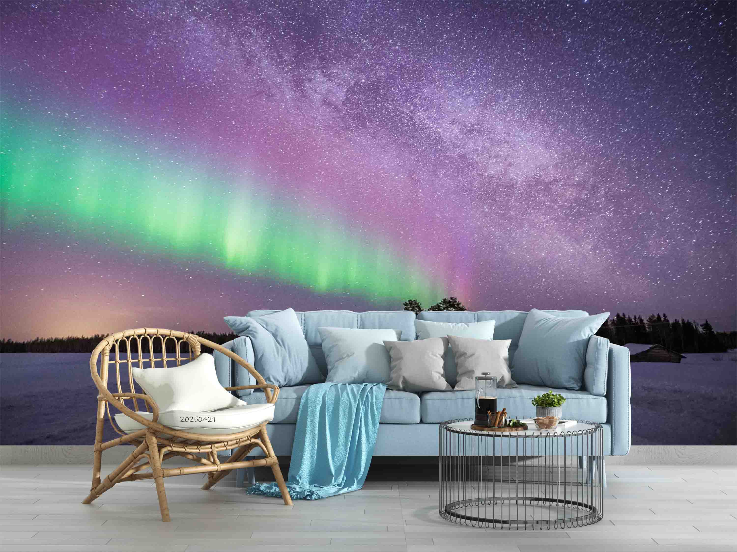 3D Green Aurora Snow Forest Scenery Wallpaper Wall Mural Wall Decor Wall Art Wall Sticker Remoable Wallpaper 21