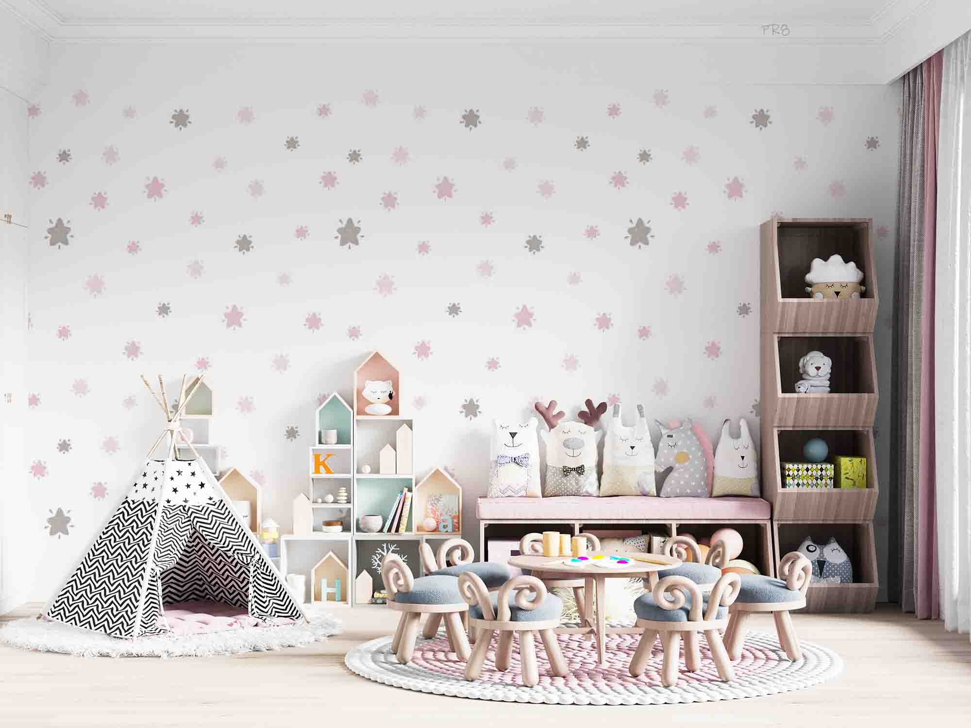 3D Star Pattern White Background Wall Mural Wallpaper GD 4538- Jess Art Decoration