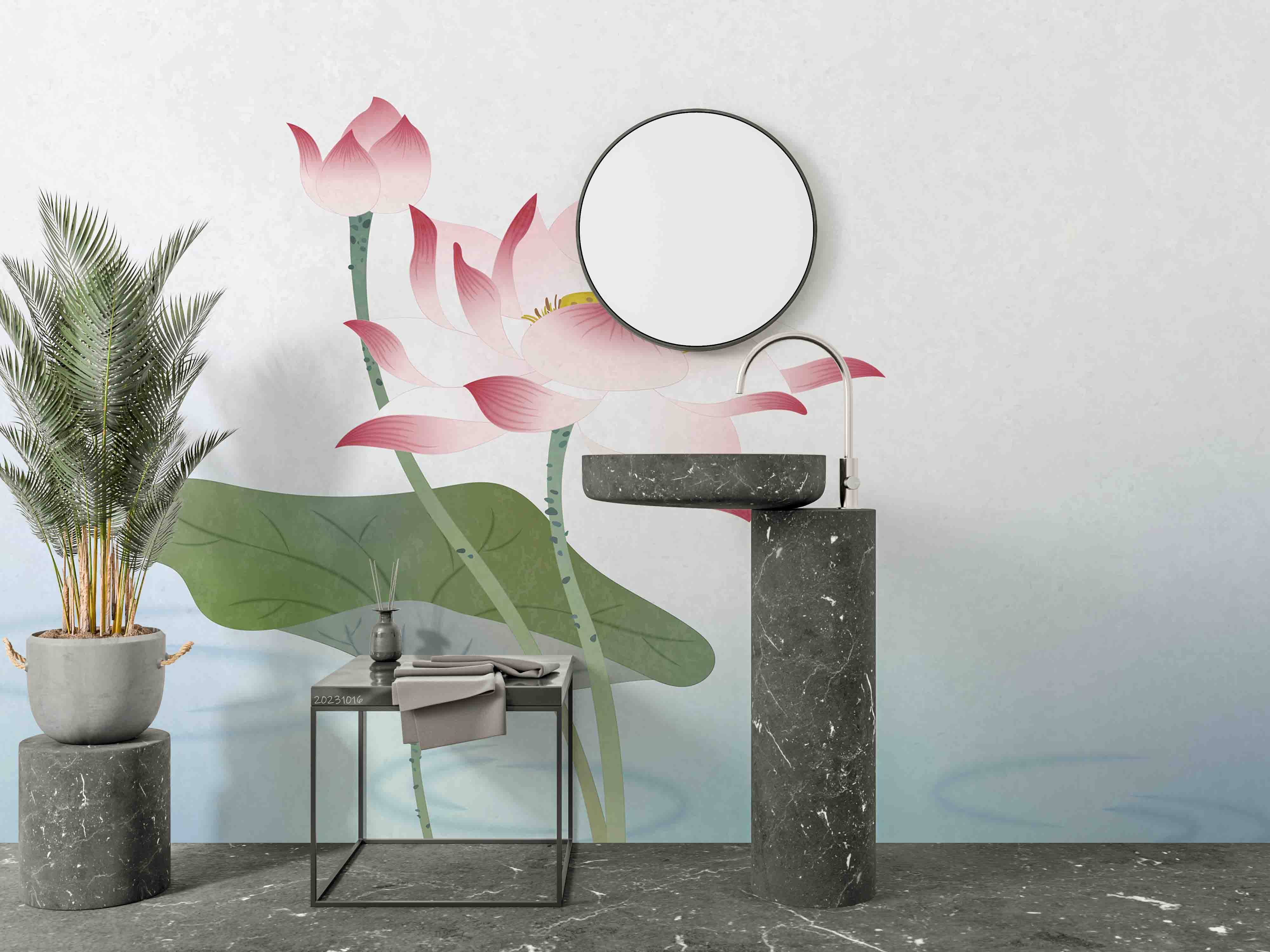 3D Floral Lotus Leaf Pond Wall Mural Wallpaper YXL 2956