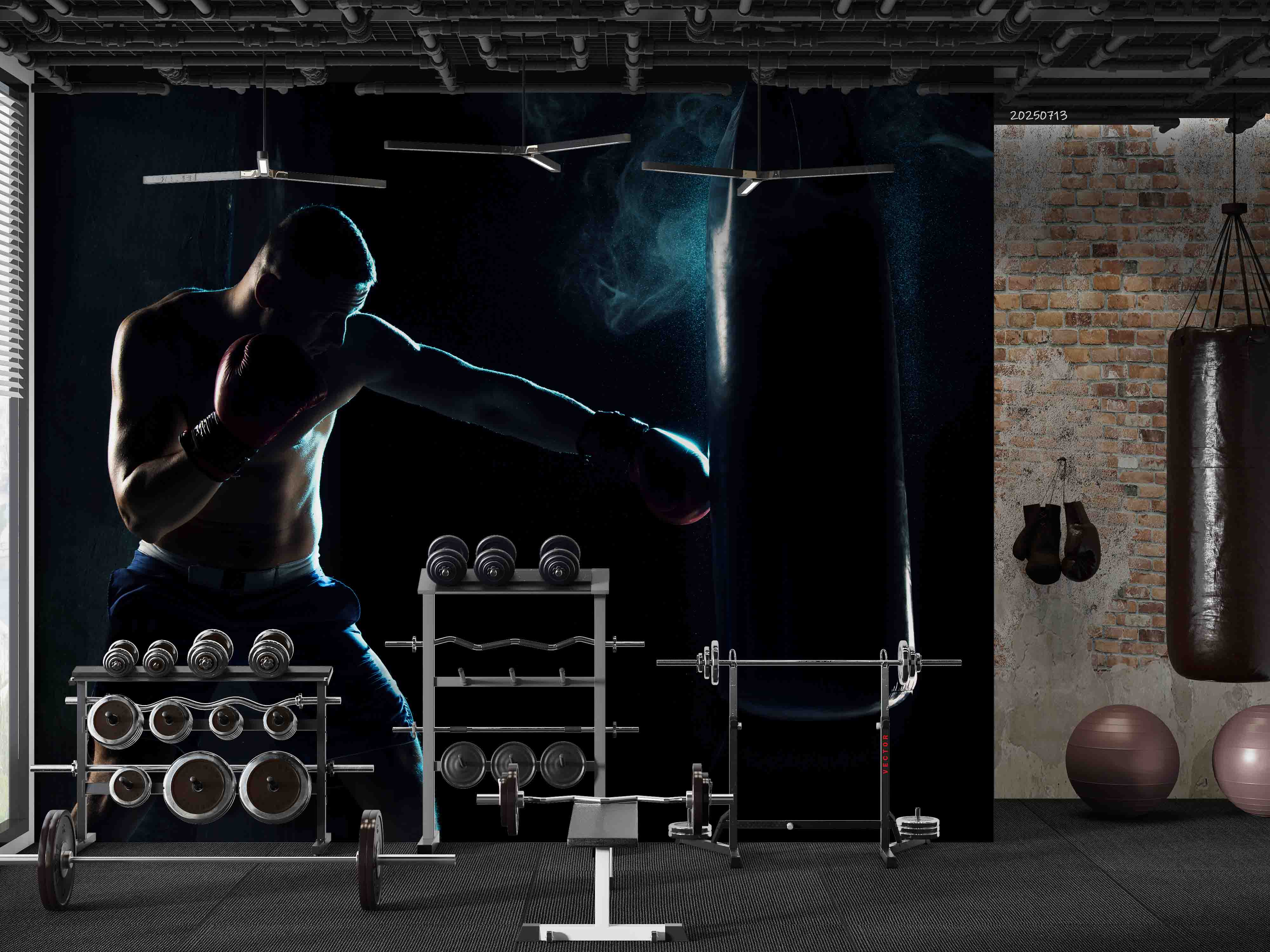 3D Gym Fitness Gymnasium Boxing Wall Mural Wallpaper 56