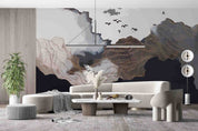 3D Abstract Illustration Brown Waves Black White Gray Wall Mural Wallpaper GD 4153- Jess Art Decoration