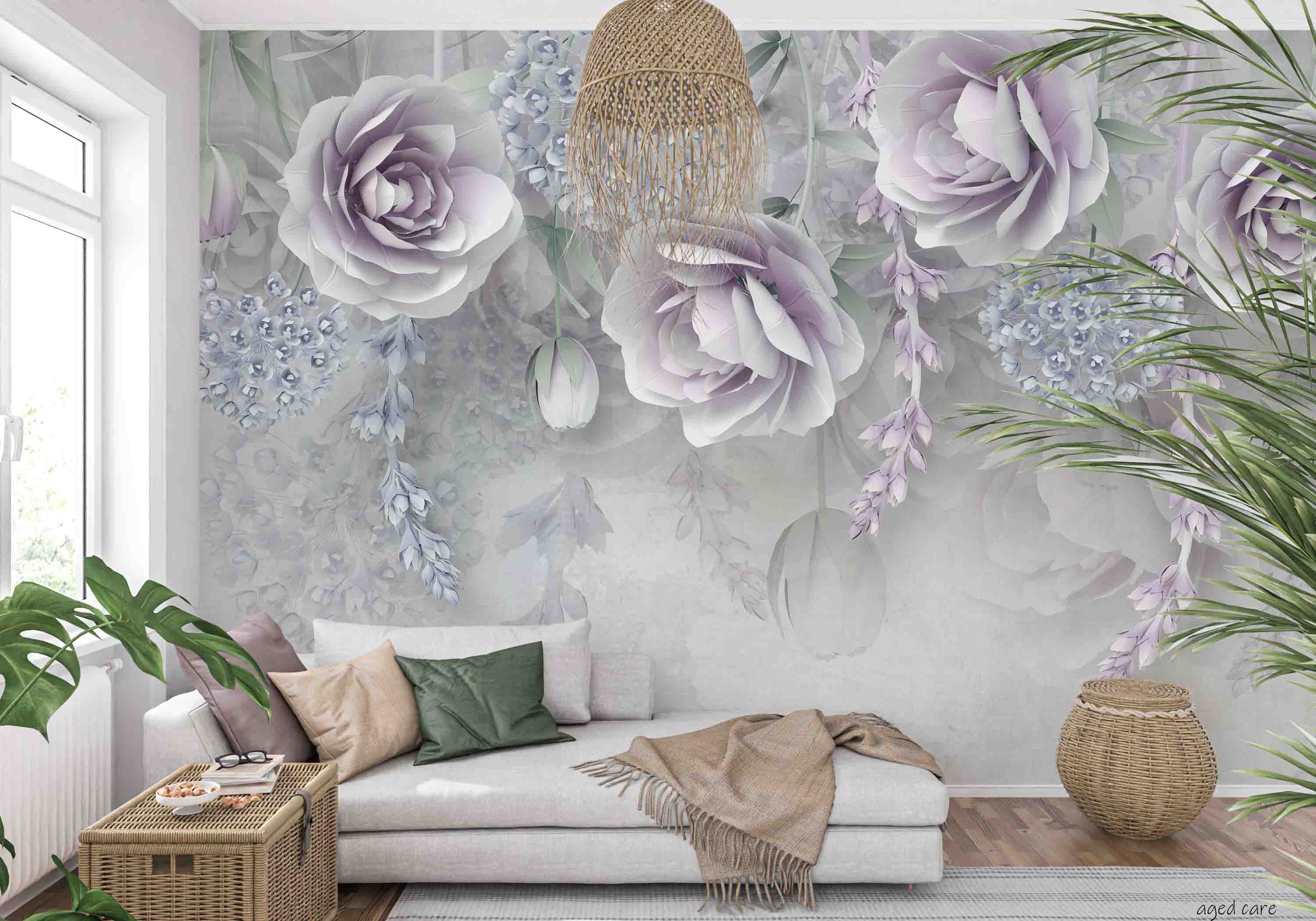 3D Aged Care Retirement Home Gerocomium Rest Home Floral Wall Mural Wallpaper 23