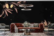 3D Leaves Texture Dark Background Wallpaper Wall Mural Wall Decor Wall Art Wall Sticker Remoable Wallpaper